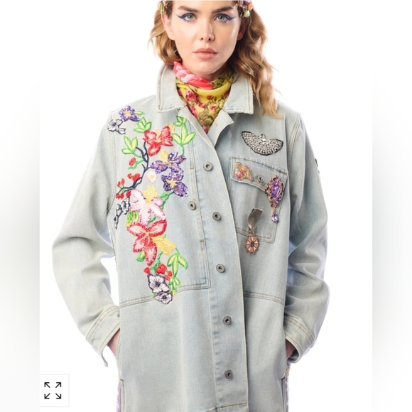 ARATTA Susanna K. Embellished  Denim Jacket. Sz M NWT MSRP $270 - Picture 2 of 15